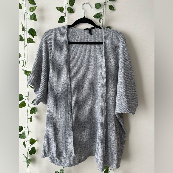 Short-sleeve knitted cardigan | Grey | Size Sm - Picture 1 of 3